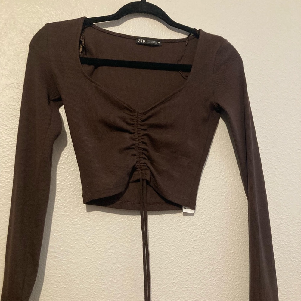 Zara long sleeve crop top